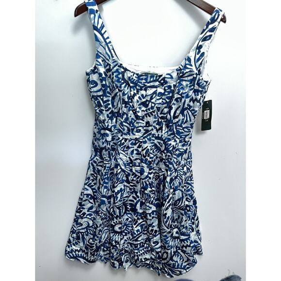Ralph Lauren Blue and White Print Sleeveless Sheath Dress Women's 12 - Picture 1 of 5